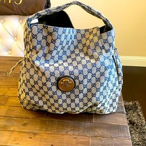 Authentic Gucci Navy blue Canvas Hobo